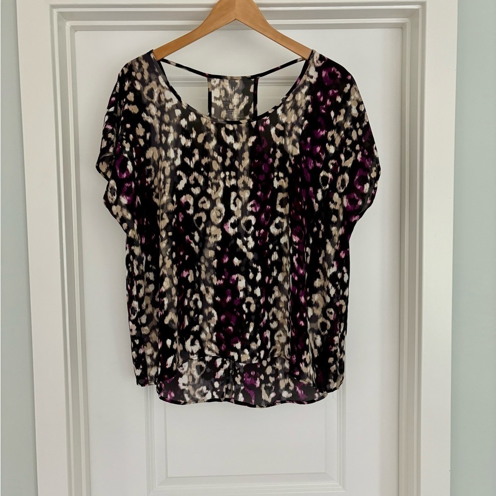 Juicy Couture Purple Leopard Print Oversized Boxy Fit Top Size XL